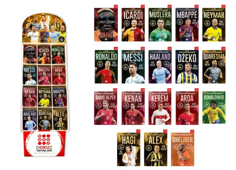 YENİ BİBLOLU FUTBOLCU STANDI 18 ÇEŞİT ( 300 KİTAP )