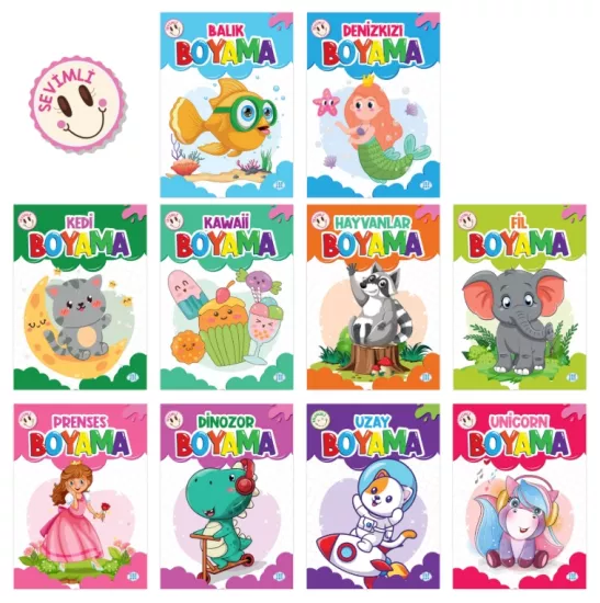 SEVİMLİ BOYAMA SETİ (10 KİTAP TAKIM)