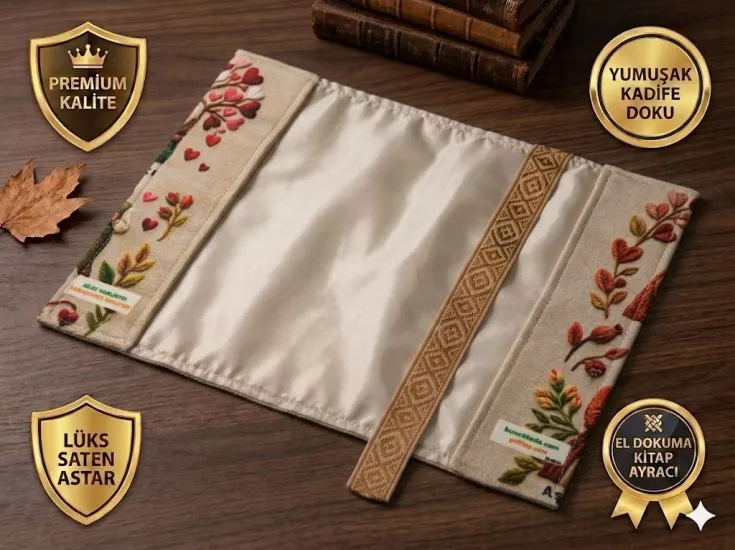 GOFİTAP - ÖMÜRLÜK SEVGİ KADİFE KİTAP KILIFI- PREMİUM KALİTE- (SATEN ASTARLI, DOKUMA AYRAÇLI, ÇİFT DİKİŞLİ DAYANIKLI TASARIM)